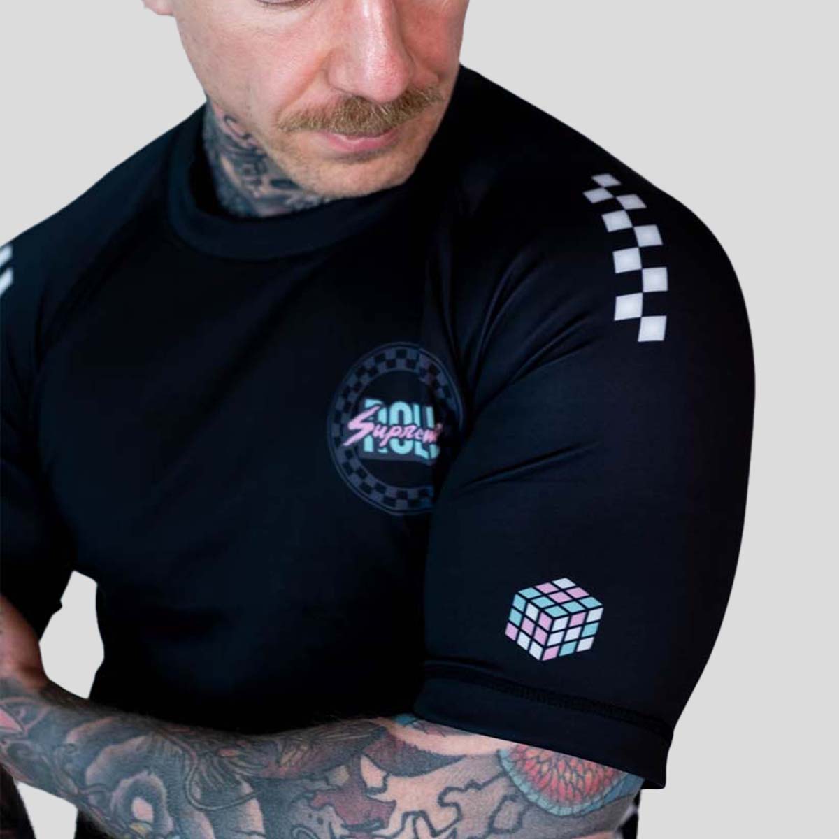 Roll Supreme The Finisher Short Sleeve Rash Guard Black/White at Bytomic Trade and Wholesale