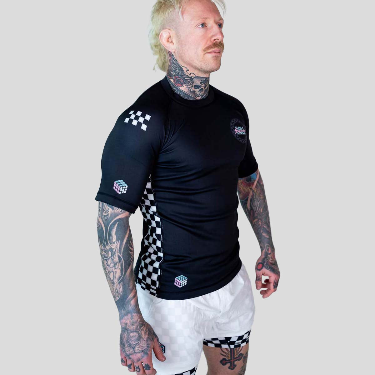 Roll Supreme The Finisher Short Sleeve Rash Guard Black/White at Bytomic Trade and Wholesale