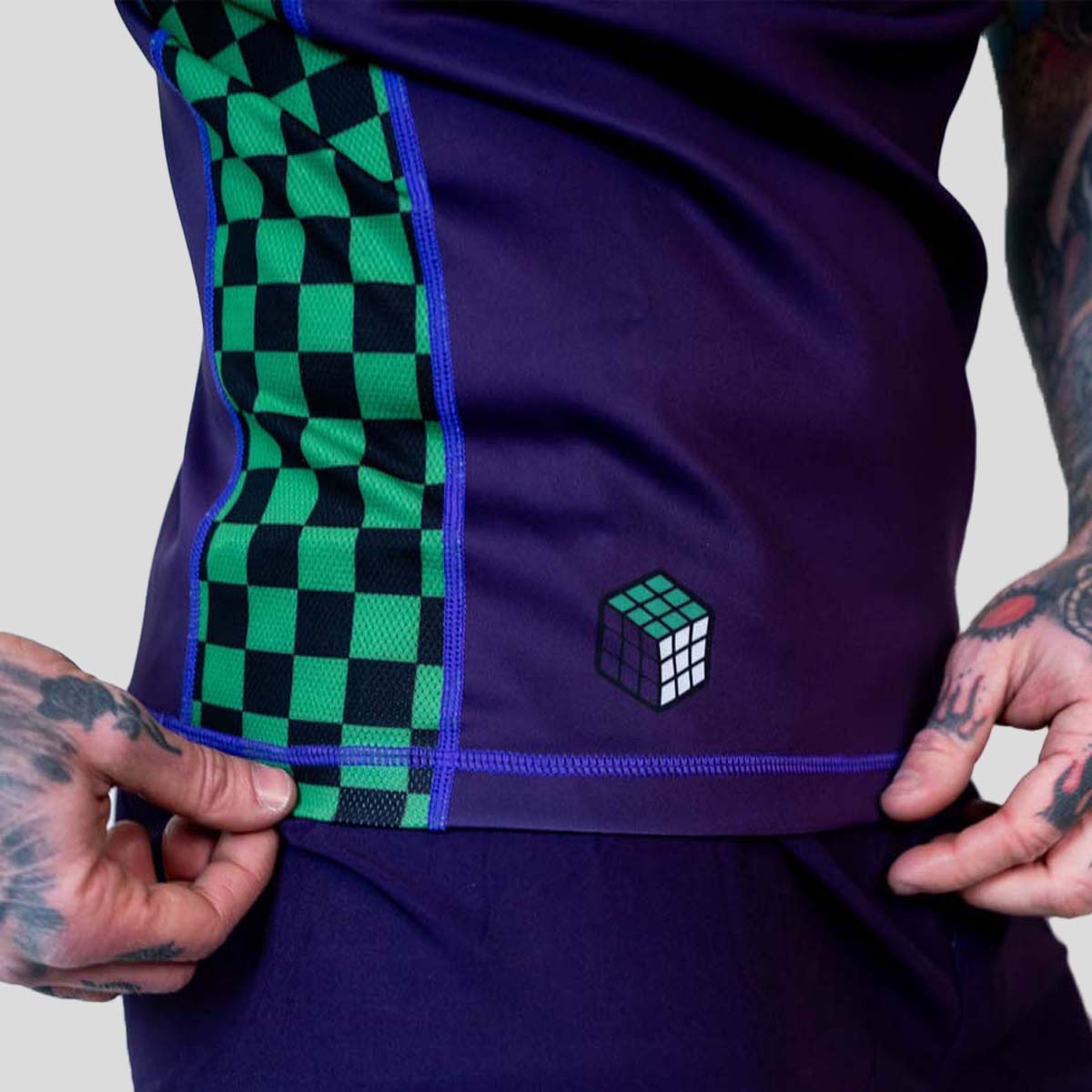 Roll Supreme The Finisher Short Sleeve Rash Guard Purple/Green at Bytomic Trade and Wholesale