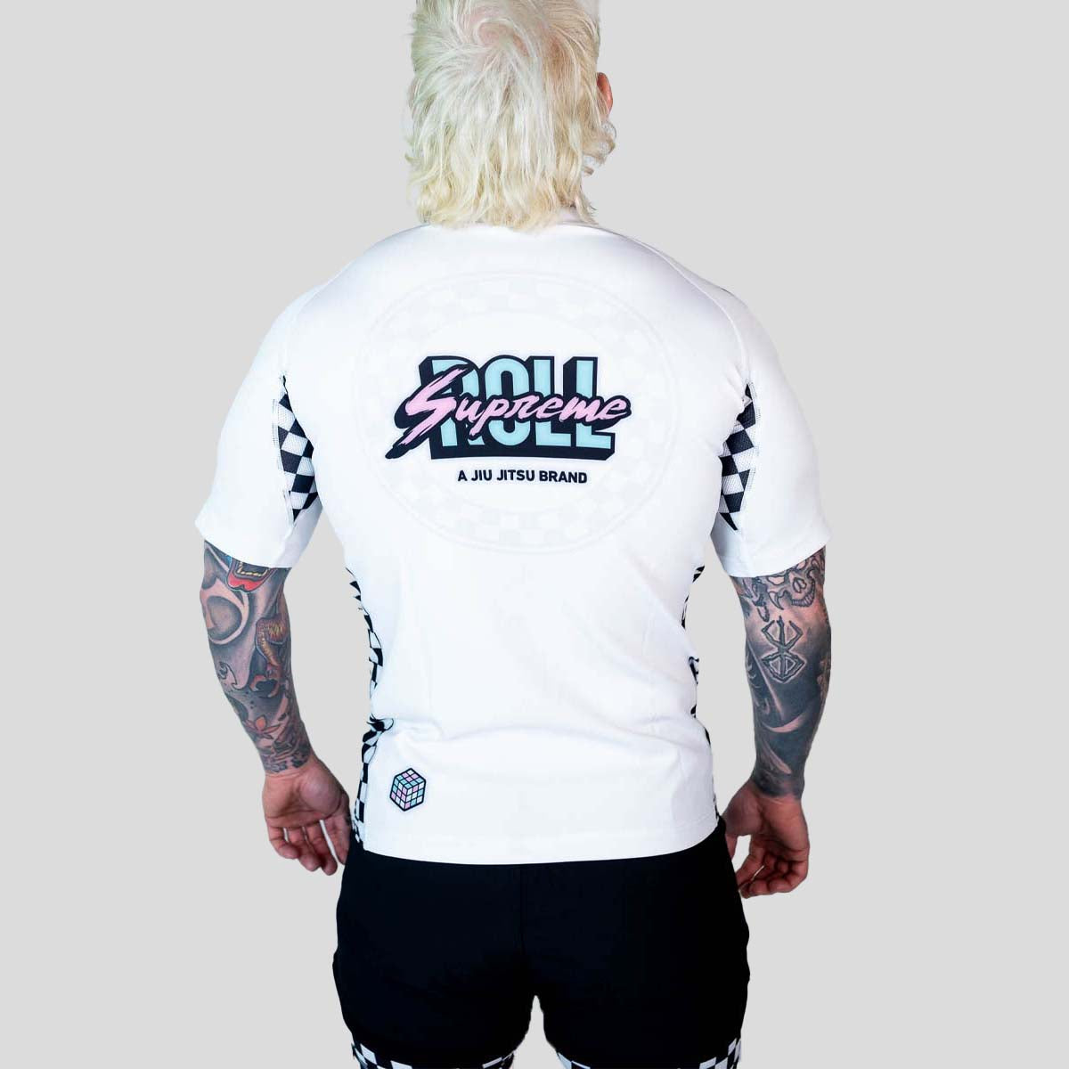 Roll Supreme The Finisher Short Sleeve Rash Guard White/Black at Bytomic Trade and Wholesale