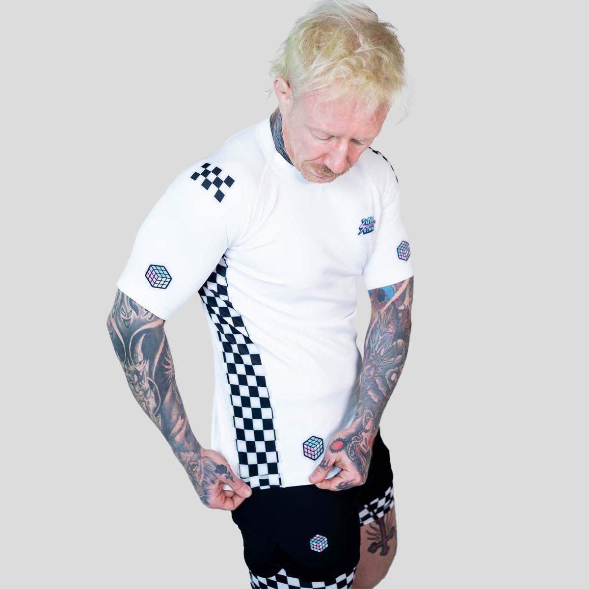 Roll Supreme The Finisher Short Sleeve Rash Guard White/Black at Bytomic Trade and Wholesale