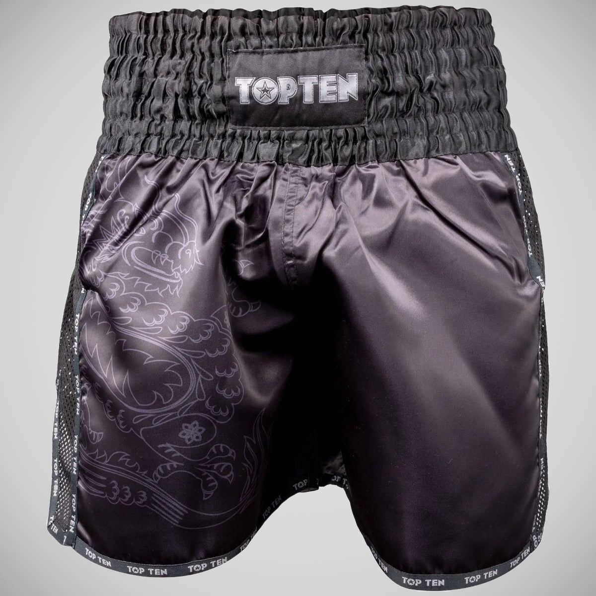 Top Ten Dragon Kickboxing Shorts Black/Black at Bytomic Trade and Wholesale