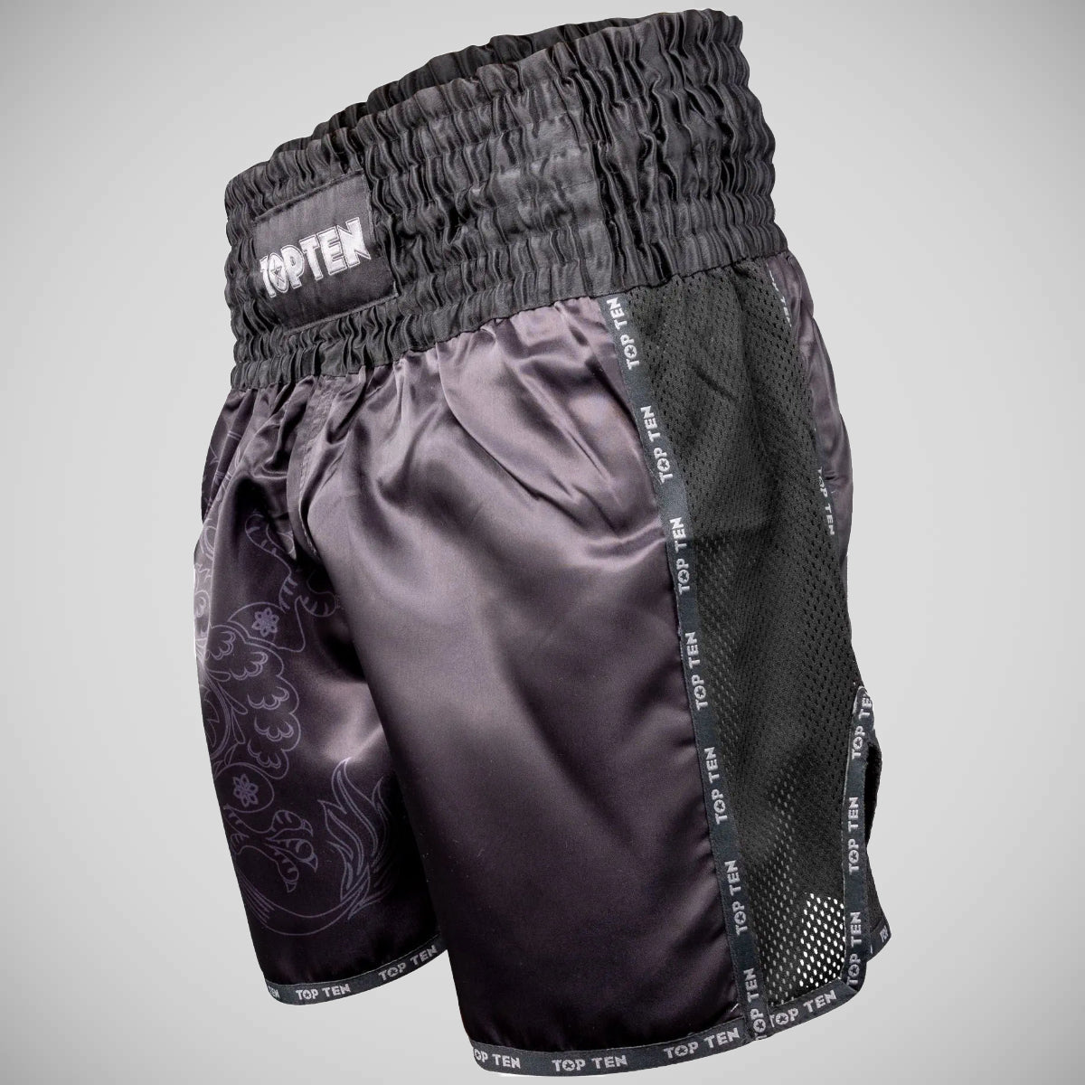 Top Ten Dragon Kickboxing Shorts Black/Black at Bytomic Trade and Wholesale