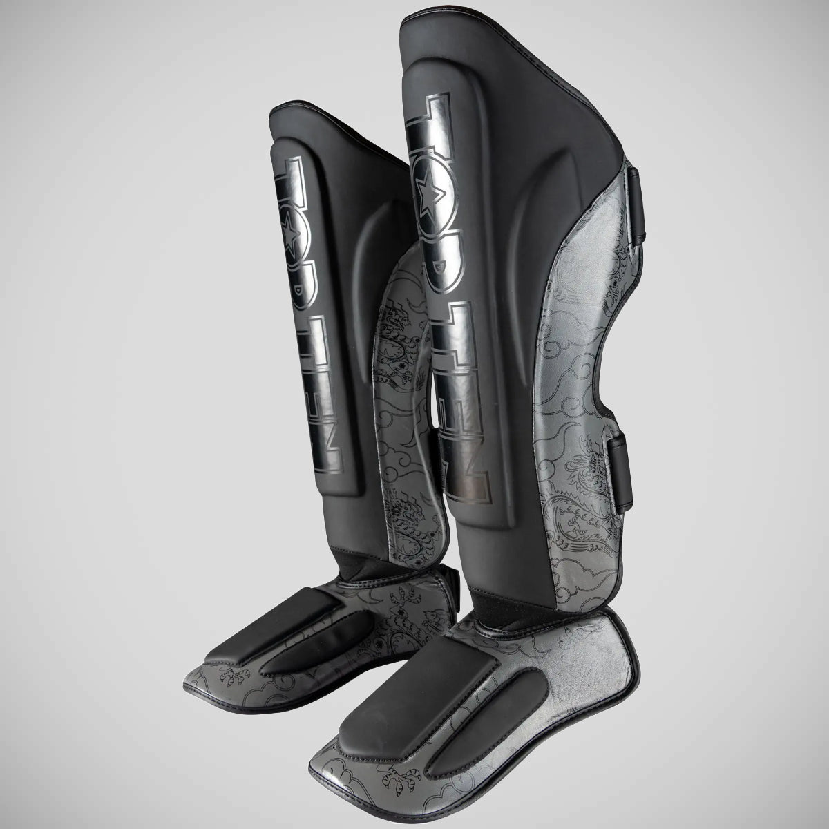 Top Ten Dragon Shin and Instep Guard Black/Grey at Bytomic Trade and Wholesale