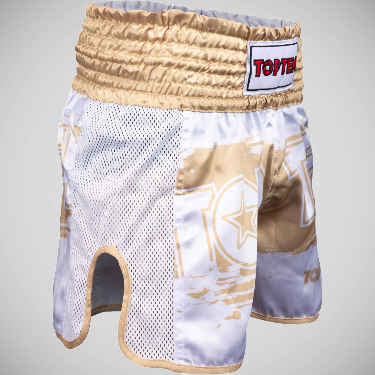 Top Ten Power Ink Golden Star Kickboxing Shorts White/Gold at Bytomic Trade and Wholesale