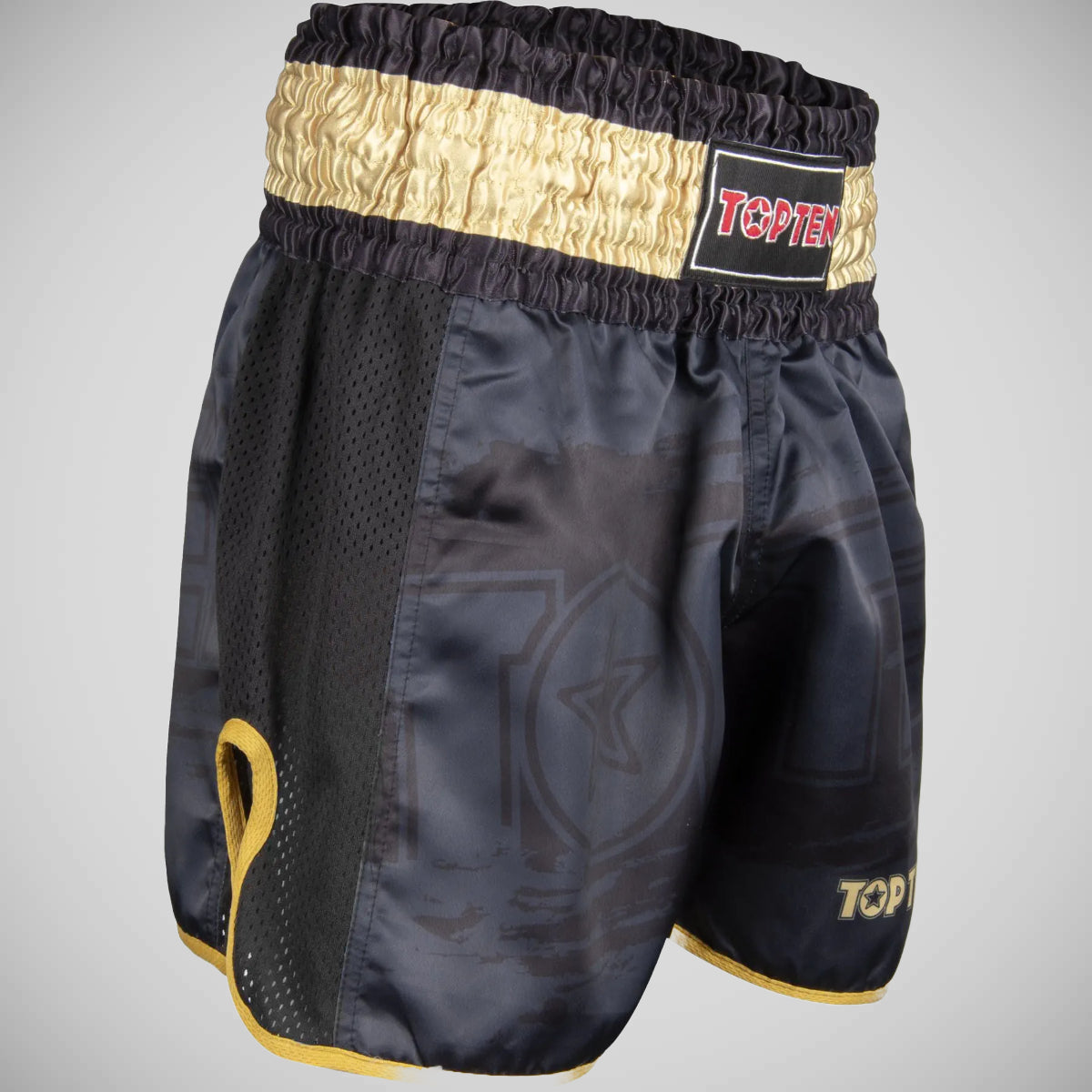 Top Ten Power Ink Kickboxing Shorts Black/Gold at Bytomic Trade and Wholesale