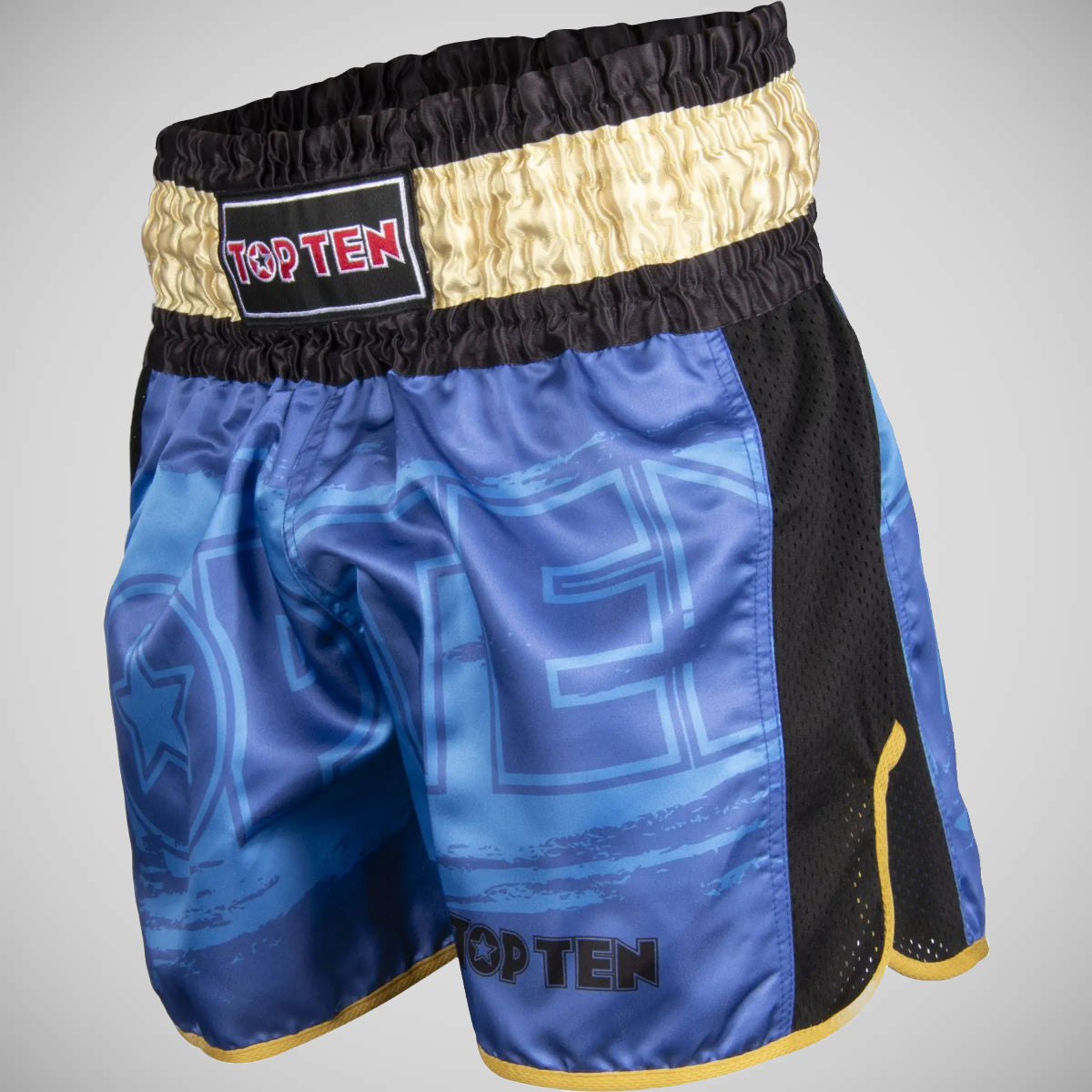 Top Ten Power Ink Kickboxing Shorts Blue/Gold at Bytomic Trade and Wholesale