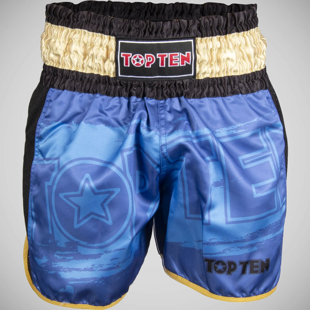 Top Ten Power Ink Kickboxing Shorts Blue/Gold at Bytomic Trade and Wholesale