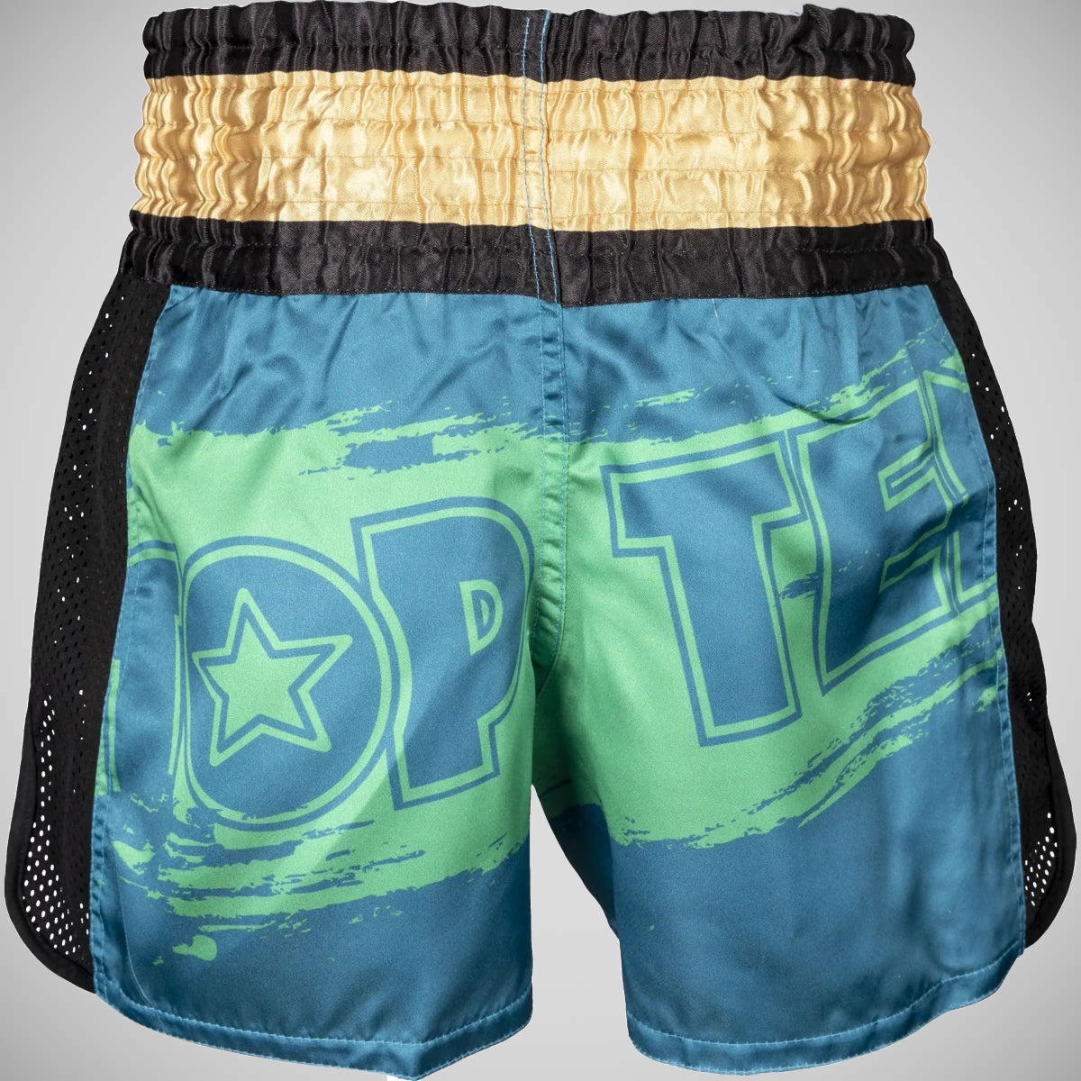 Top Ten Power Ink Kickboxing Shorts Green/Gold at Bytomic Trade and Wholesale