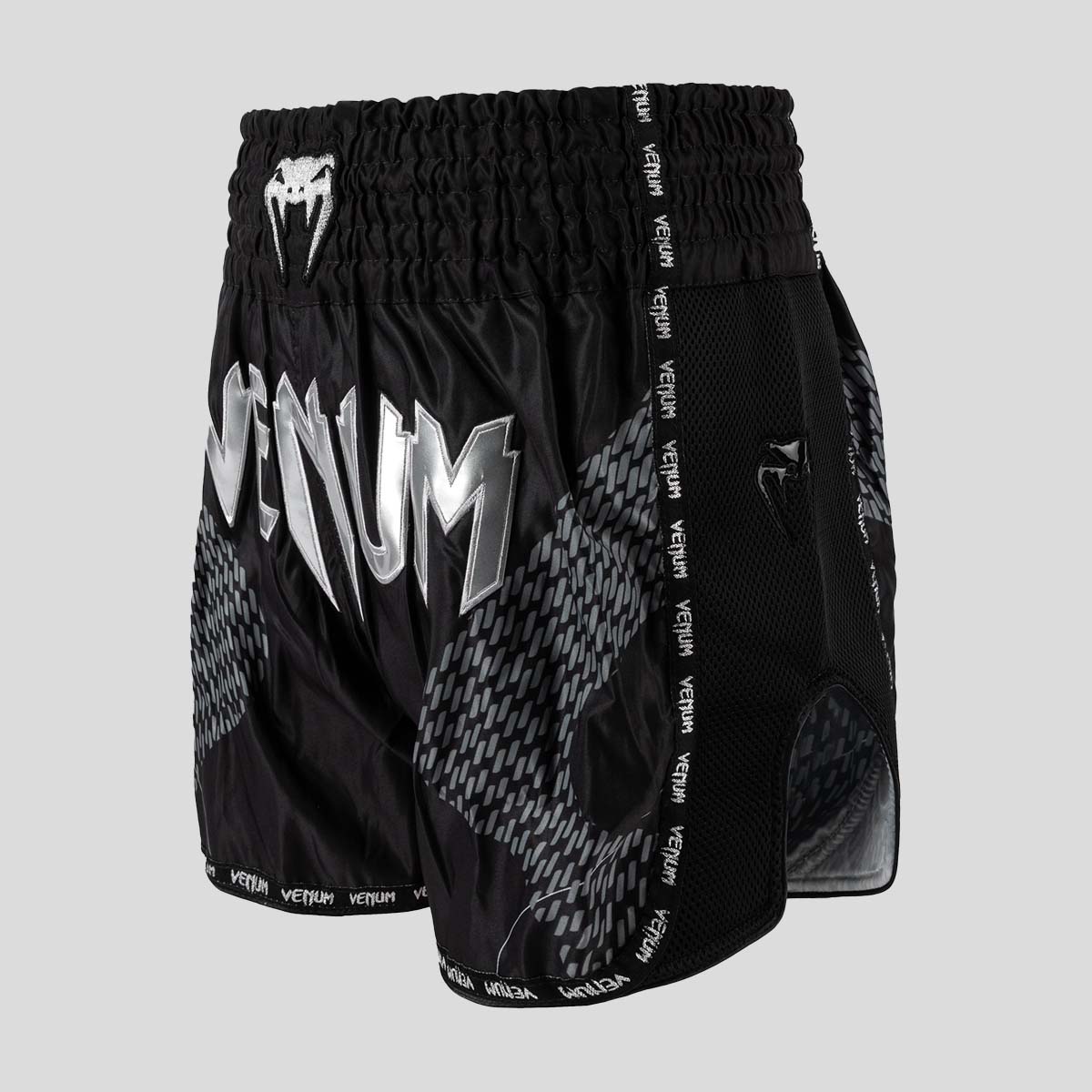Venum Nexus Muay Thai Shorts Black/Silver at Bytomic Trade and Wholesale