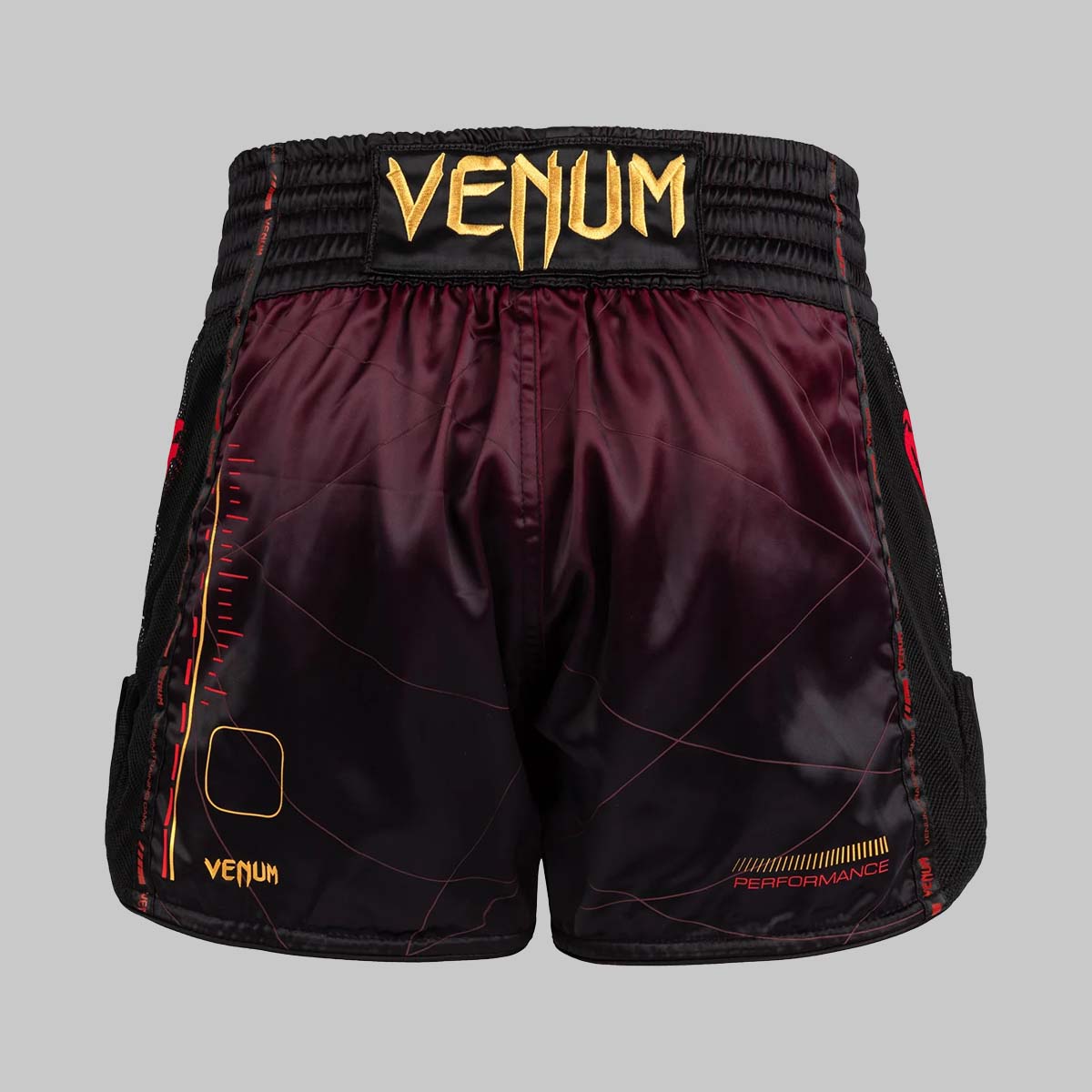 Venum Tactical XT Muay Thai Shorts Black/Burgundy/Gold at Bytomic Trade and Wholesale