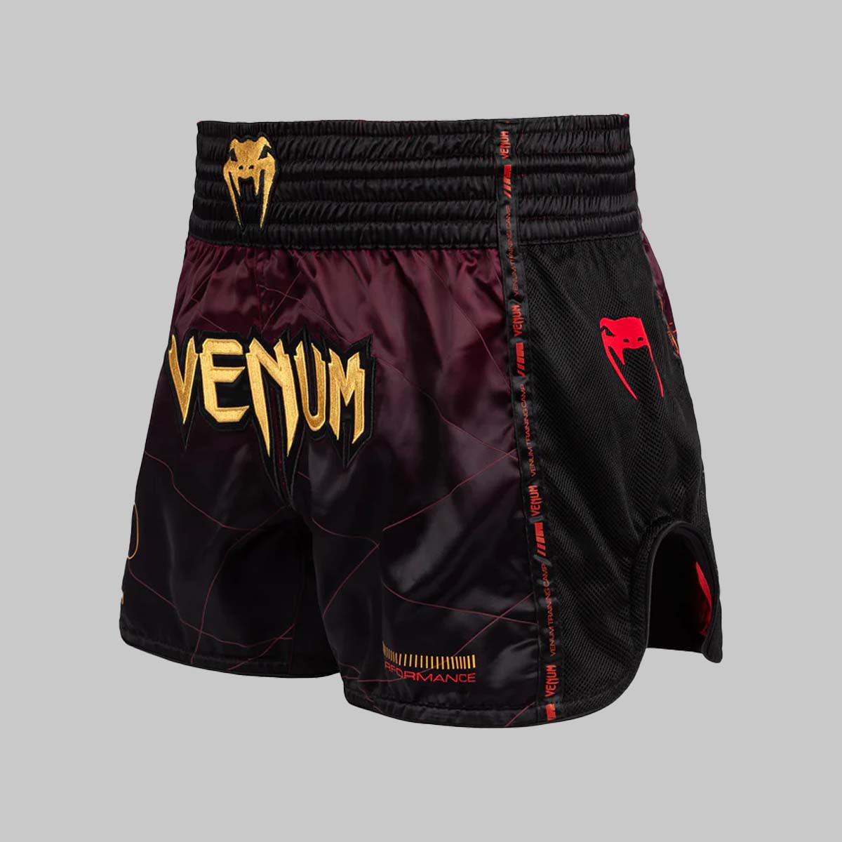 Venum Tactical XT Muay Thai Shorts Black/Burgundy/Gold at Bytomic Trade and Wholesale