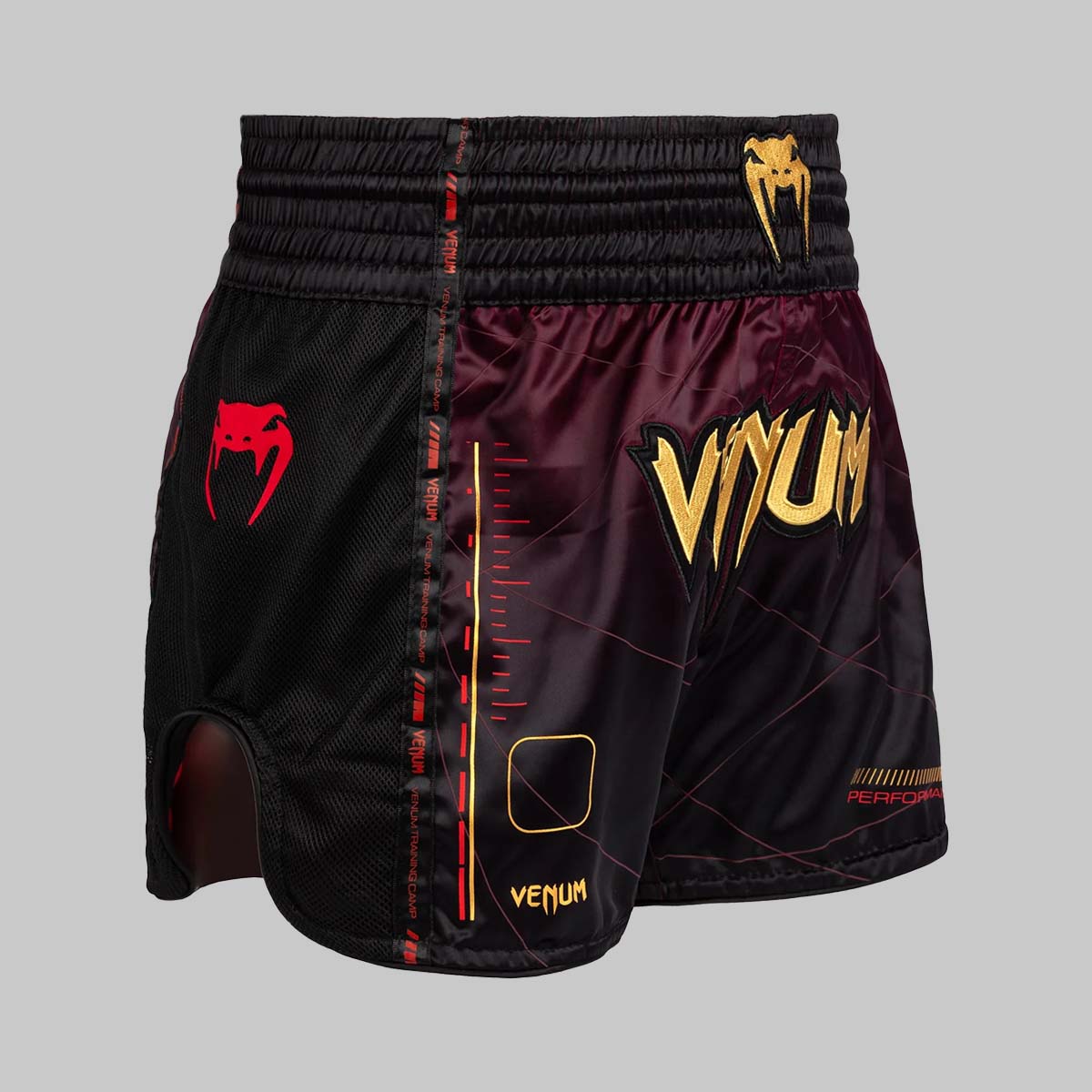 Venum Tactical XT Muay Thai Shorts Black/Burgundy/Gold at Bytomic Trade and Wholesale