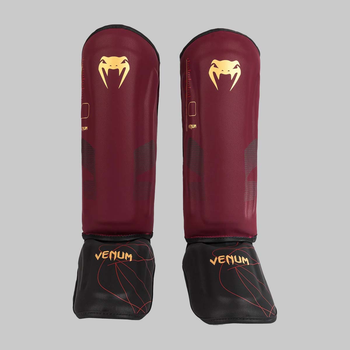 Venum Tactical XT Shin Guards Black/Burgundy/Gold at Bytomic Trade and Wholesale
