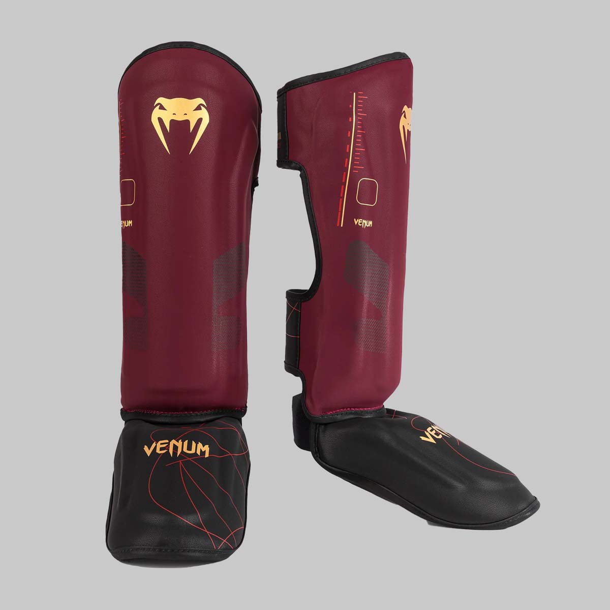 Venum Tactical XT Shin Guards Black/Burgundy/Gold at Bytomic Trade and Wholesale