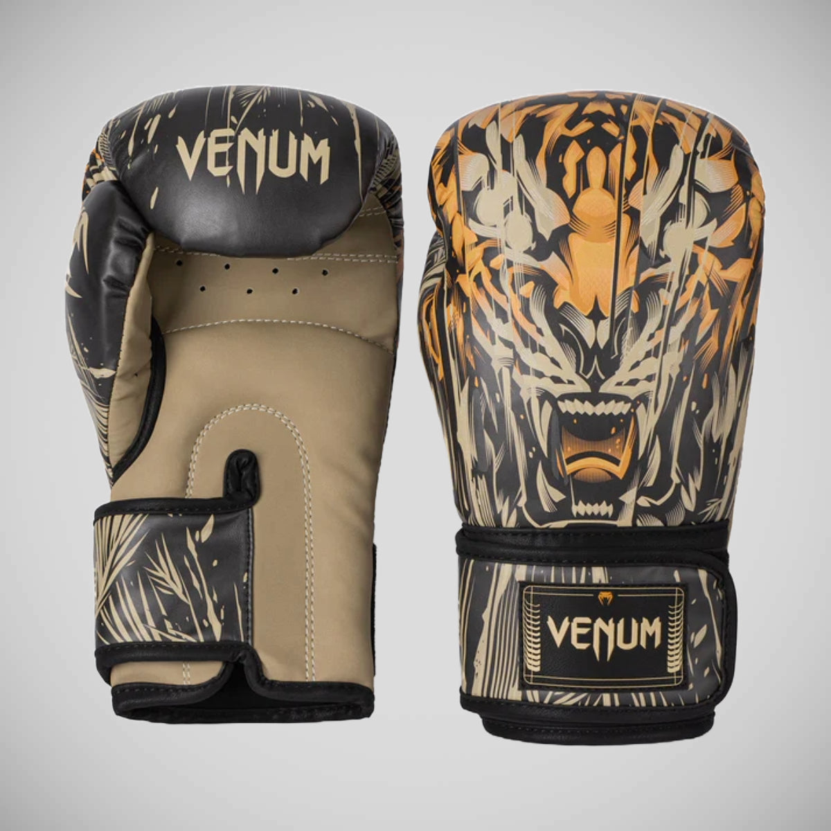 Tiger Stripe Black And Orange Print Boxing Gloves