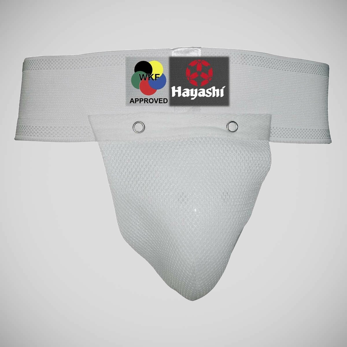Hayashi WKF Approved Kids Groin Guard White at Bytomic Trade and Wholesale