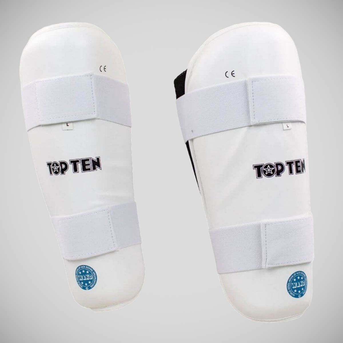White Top Ten WAKO Shin Guards at Bytomic Trade and Wholesale