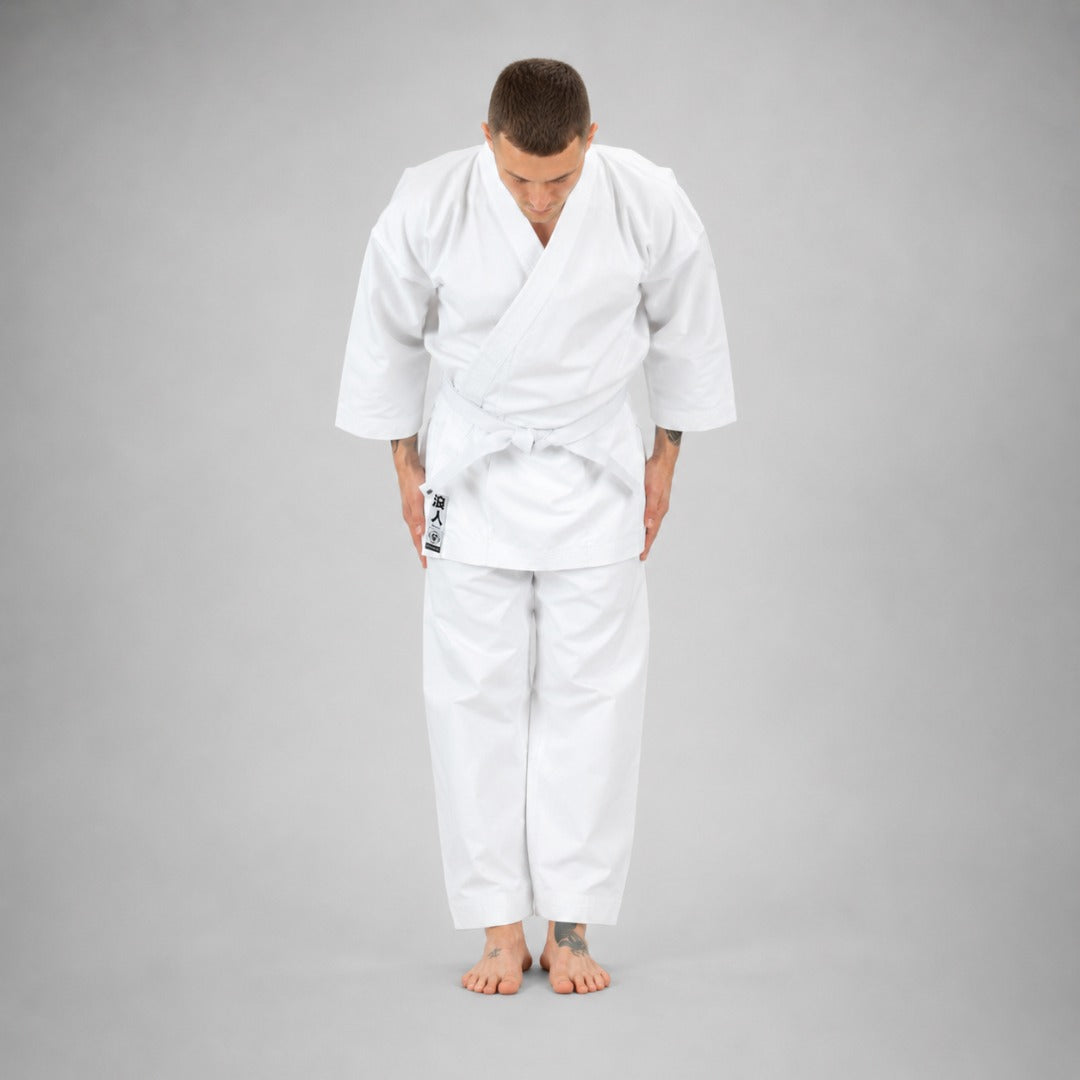 White Bytomic Ronin Middleweight Karate Uniform Photoshoot 5