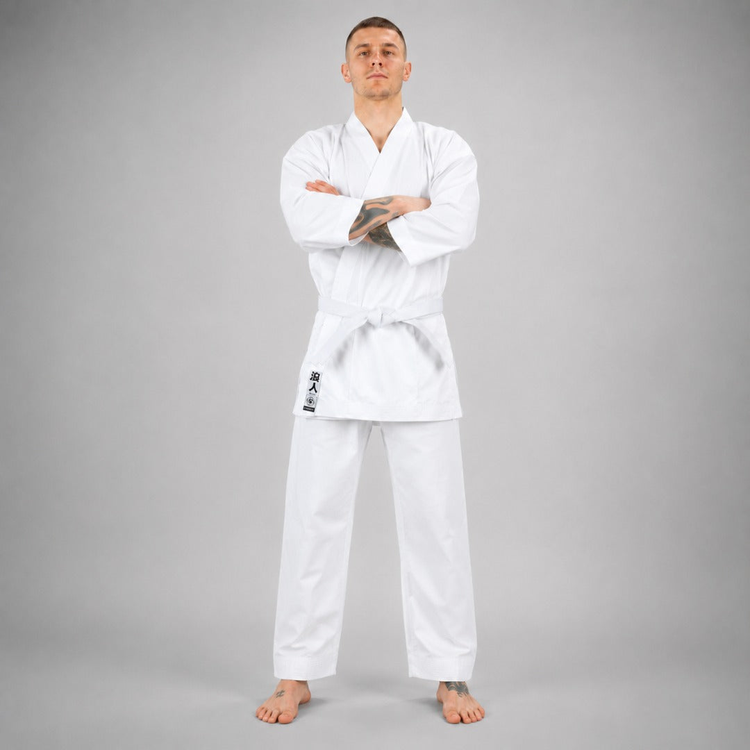 White Bytomic Ronin Middleweight Karate Uniform Photoshoot 6