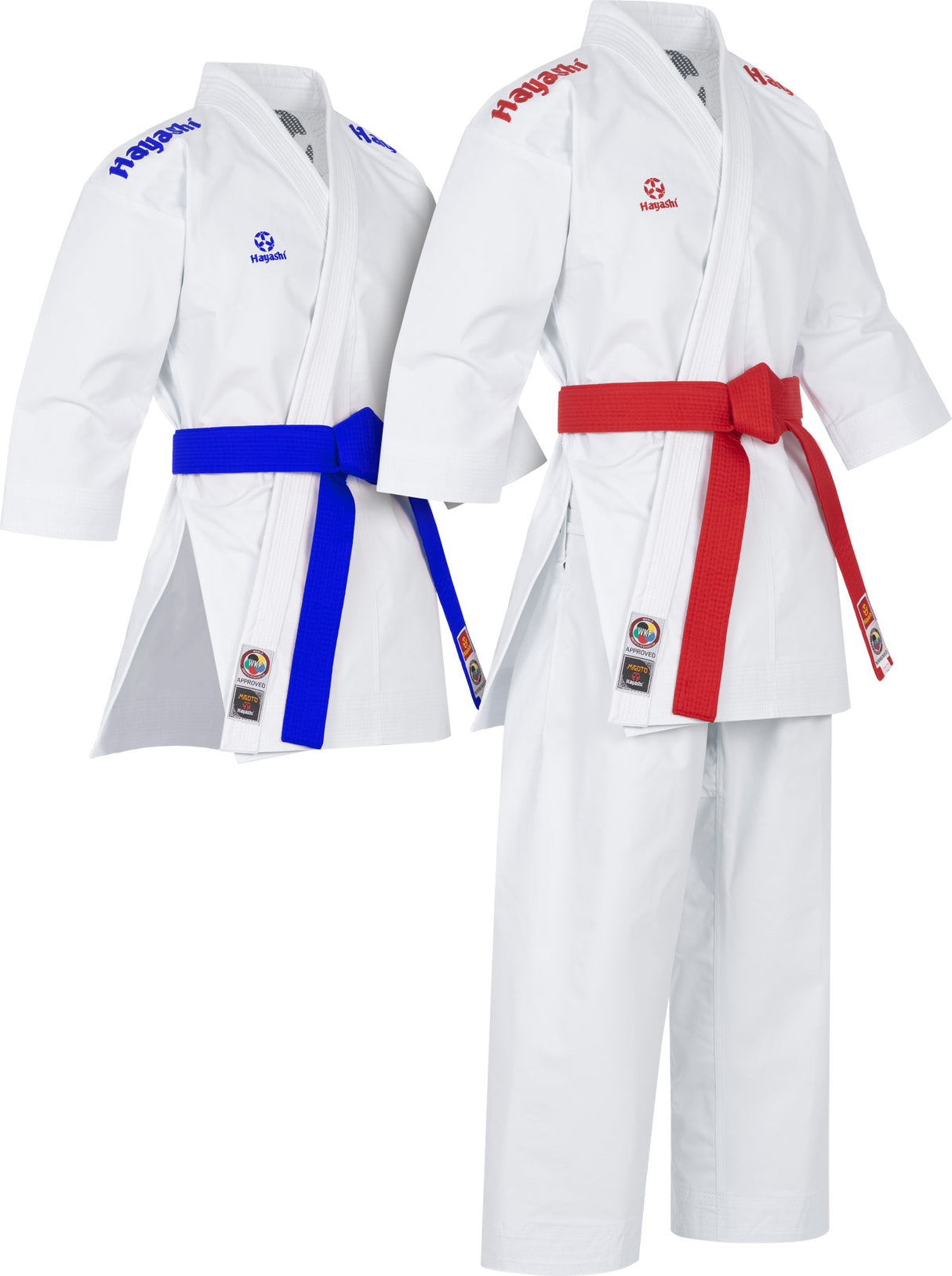 Hayashi Karate Gi Set “Migoto” red blue embroidery White 150 cm at Bytomic Trade and Wholesale