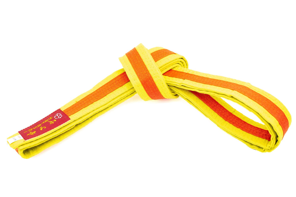 Hayashi Karate belt twotone bluepurple Yellow - Orange 220 cm at Bytomic Trade and Wholesale