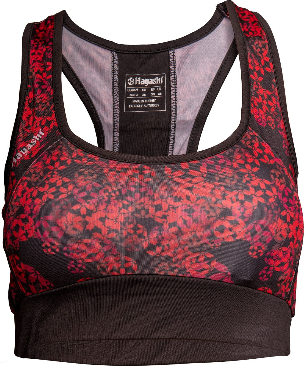 Hayashi Sports Bra „Flowers“blackred Black - Red S at Bytomic Trade and Wholesale