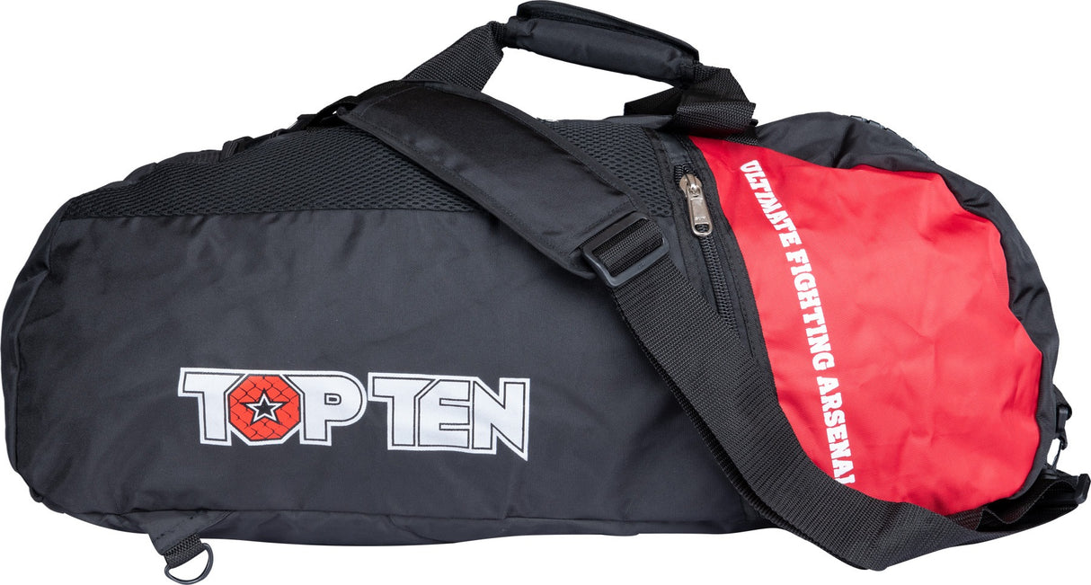 TOP TEN BackpackSportsbagDufflebag combination “UFA” 75 cm x 30 cm x 35 cm blackred Black - Red at Bytomic Trade and Wholesale