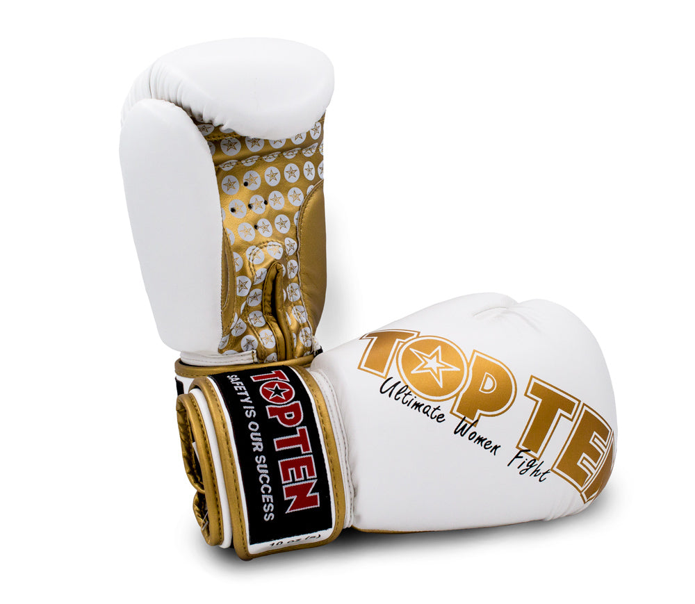 TOP TEN Boxing Gloves “Woman” for women 10 oz blackgold White - Gold at Bytomic Trade and Wholesale