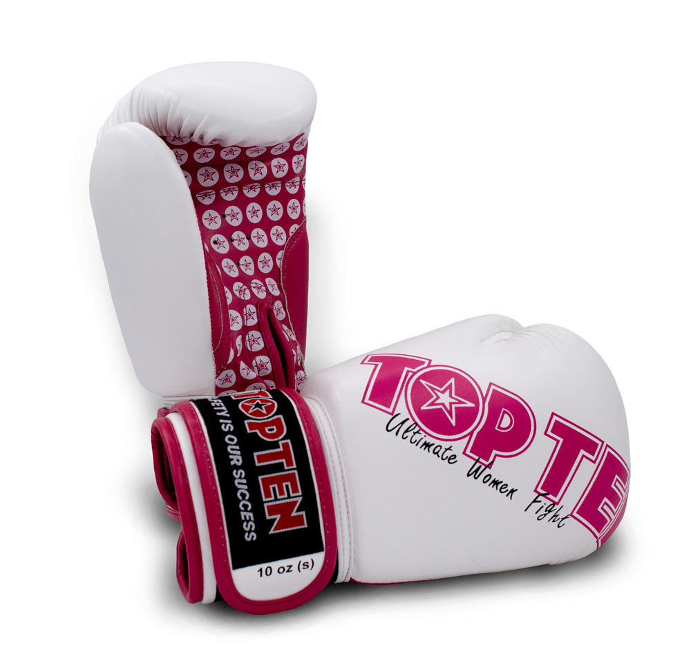 TOP TEN Boxing Gloves “Woman” for women 10 oz blackgold White - Pink at Bytomic Trade and Wholesale