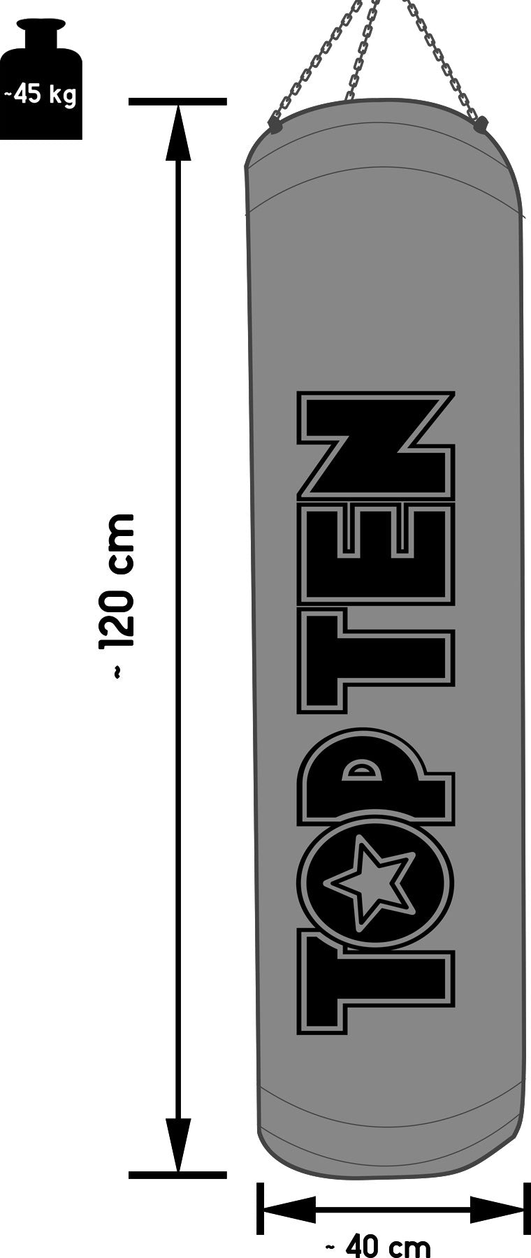 TOP TEN Punching bag Heavy Bag “Genuine Leather” (filled) at Bytomic Trade and Wholesale