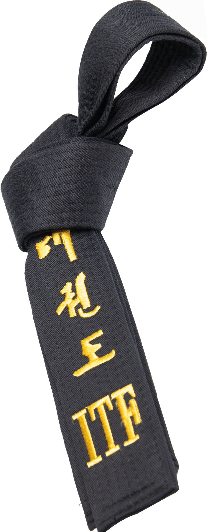TOP TEN TaekwonDo belt “ITF” (with embroidery) “TAEKWONDO” Black 180 cm at Bytomic Trade and Wholesale