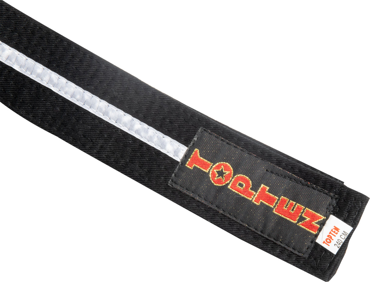TOP TEN TaekwonDo belt “ITF Junior” blackwhite at Bytomic Trade and Wholesale