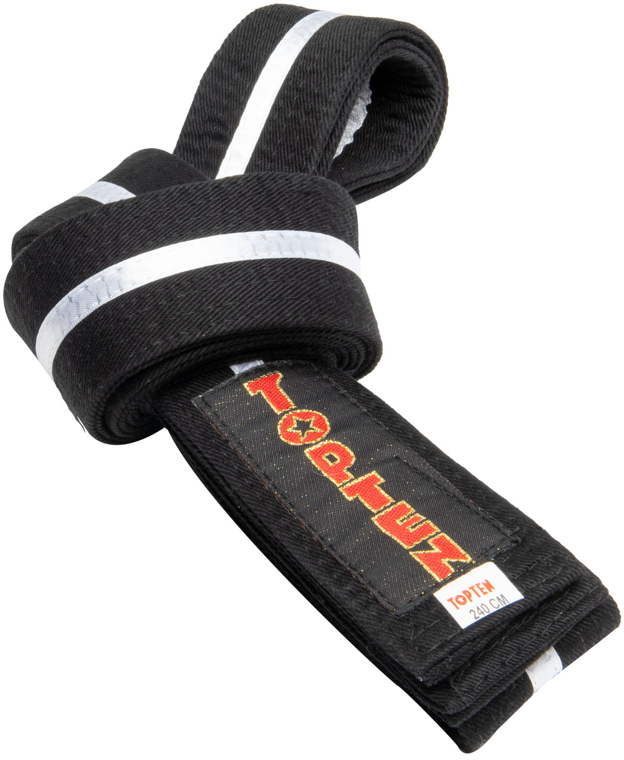 TOP TEN TaekwonDo belt “ITF Junior” blackwhite Black - White 150 cm at Bytomic Trade and Wholesale