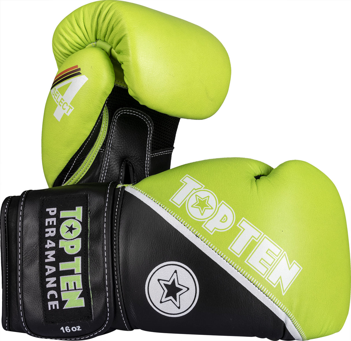 TOP TEN Boxing gloves “4select” Leather 16 oz Green - Black at Bytomic Trade and Wholesale