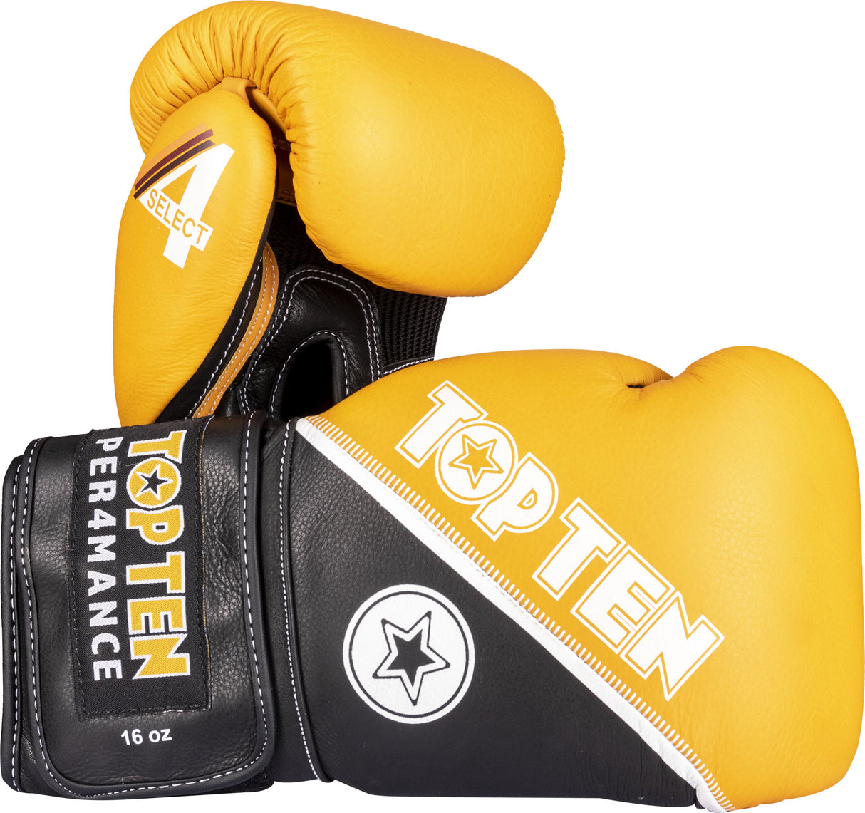 TOP TEN Boxing gloves “4select” Leather 16 oz Orange - Black at Bytomic Trade and Wholesale