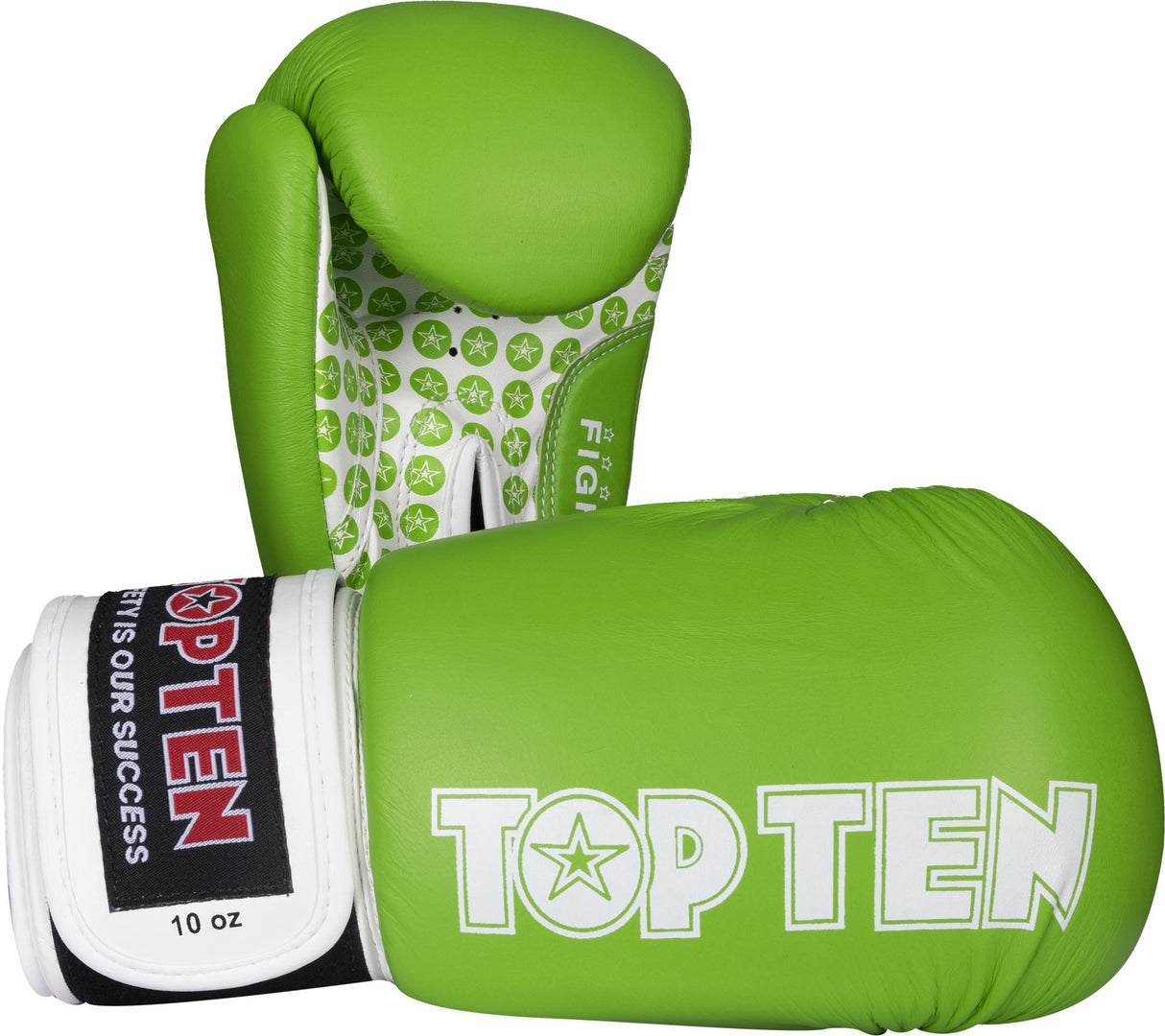 TOP TEN Boxing Gloves “Fight” 12 oz Green - White at Bytomic Trade and Wholesale