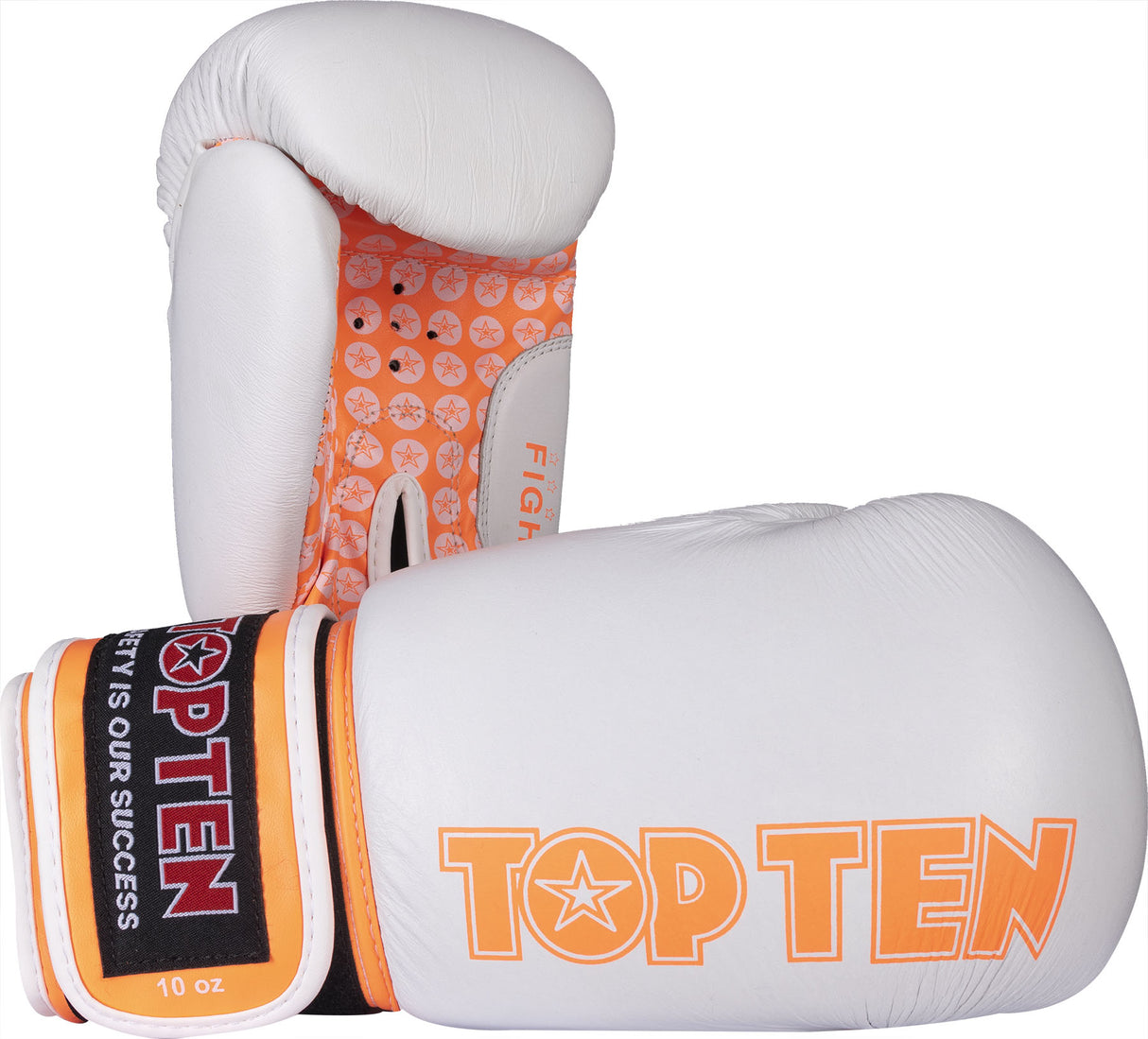 TOP TEN Boxing Gloves “Fight” 12 oz White - Orange at Bytomic Trade and Wholesale