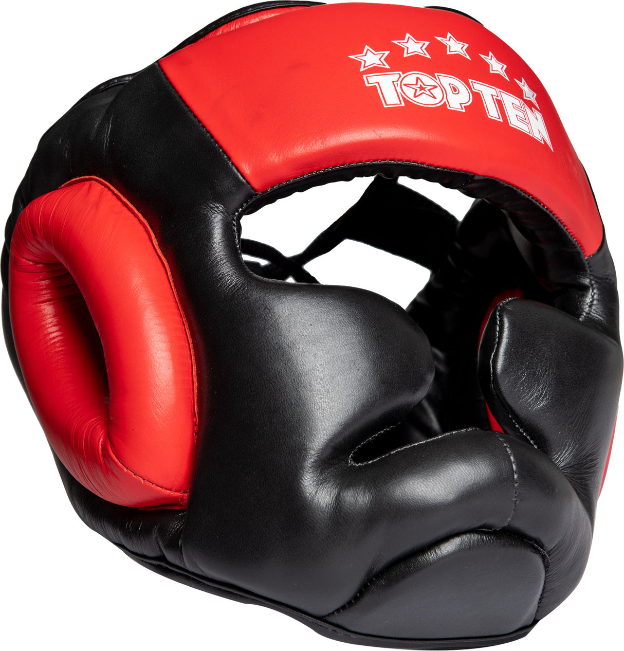 TOP TEN Head Guard for sparring with chin and cheekbone protection blackred Black - Red S-M at Bytomic Trade and Wholesale