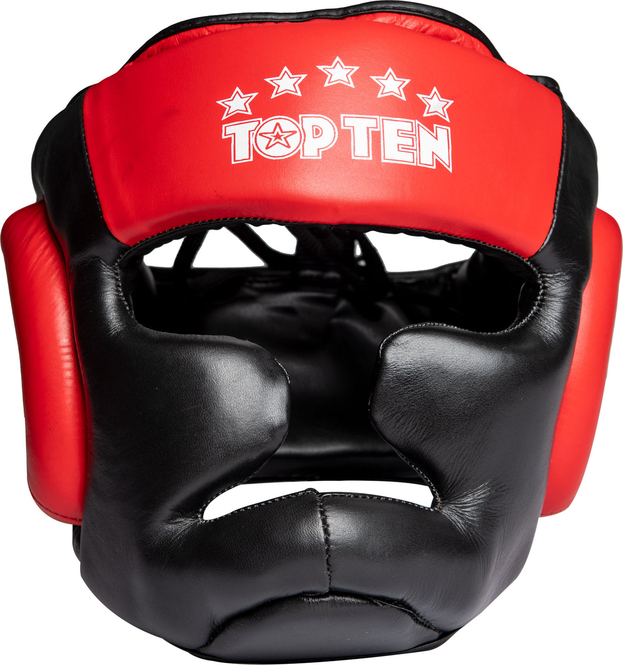 TOP TEN Head Guard for sparring with chin and cheekbone protection blackred at Bytomic Trade and Wholesale
