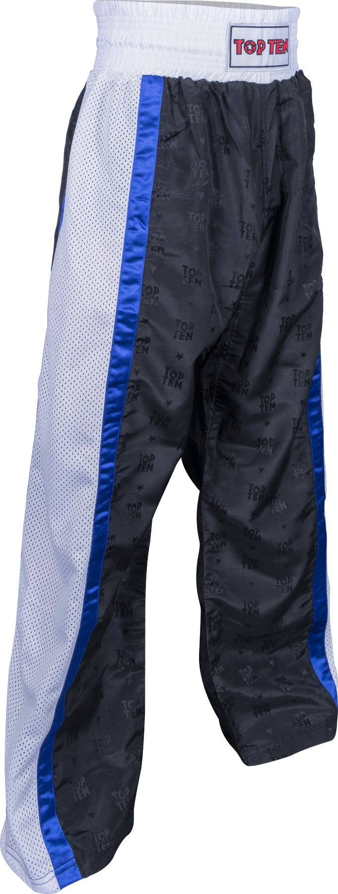 TOP TEN Kickboxing pants “Mesh” for Kids XXS = blackblack Black - White 140 cm 140 at Bytomic Trade and Wholesale