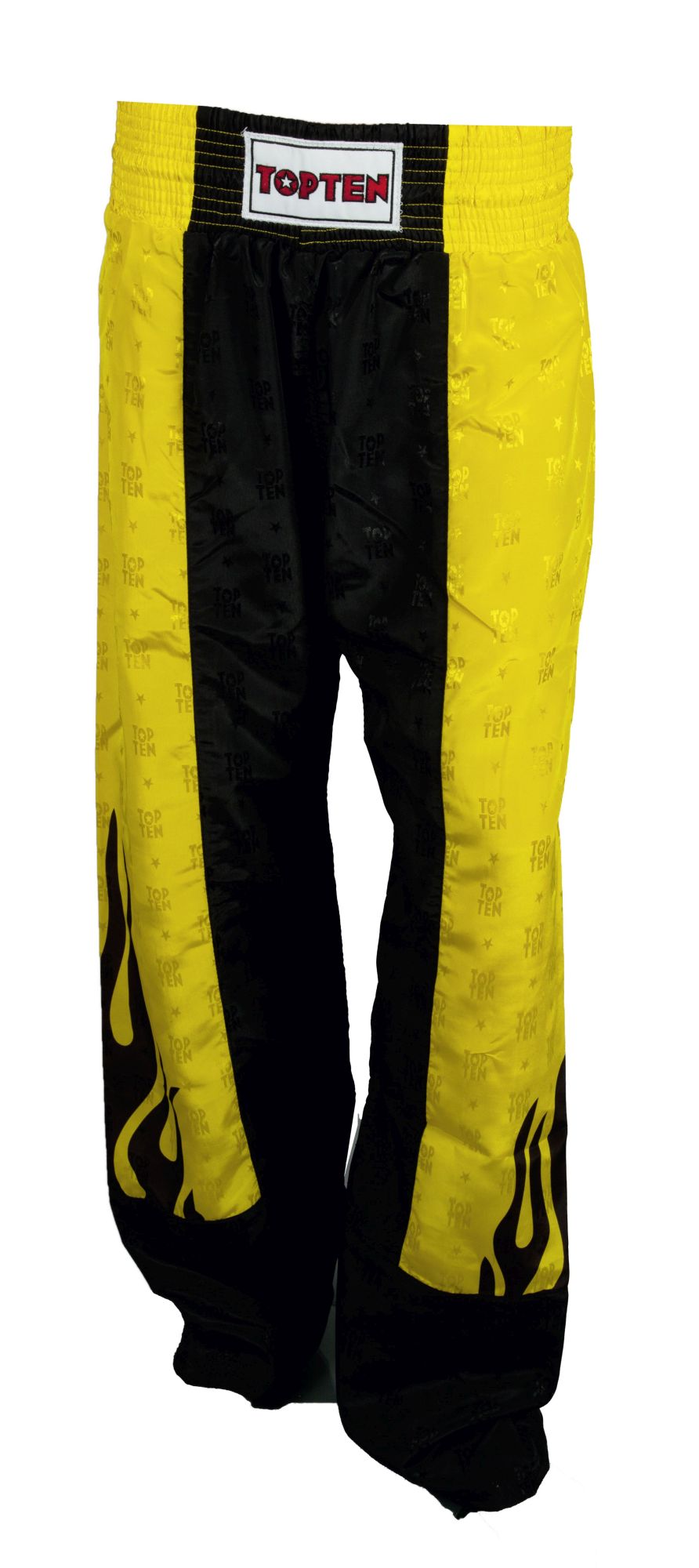 TOP TEN Kickboxing pants “Flame” = blackyellow Black - Yellow 160 cm S at Bytomic Trade and Wholesale