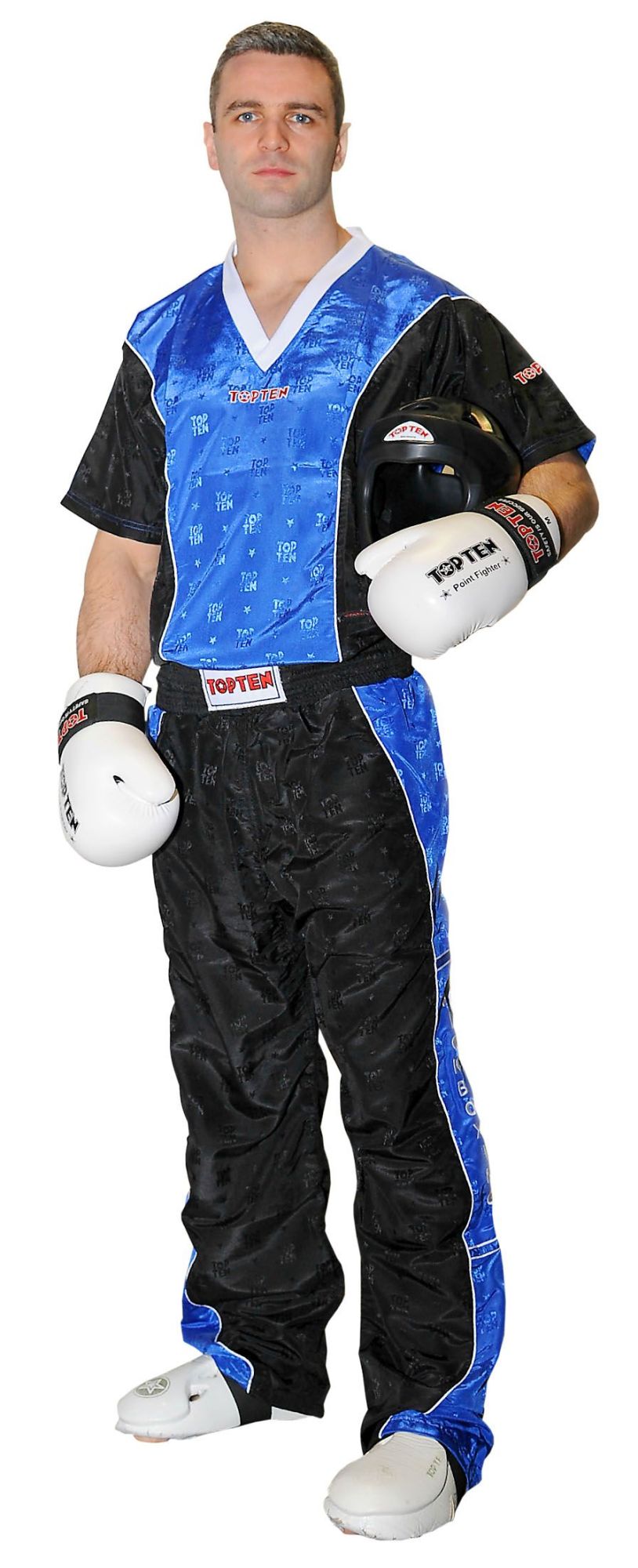 TOP TEN Kickboxing pants = blackwhite Blue - Black 200 cm XXL at Bytomic Trade and Wholesale