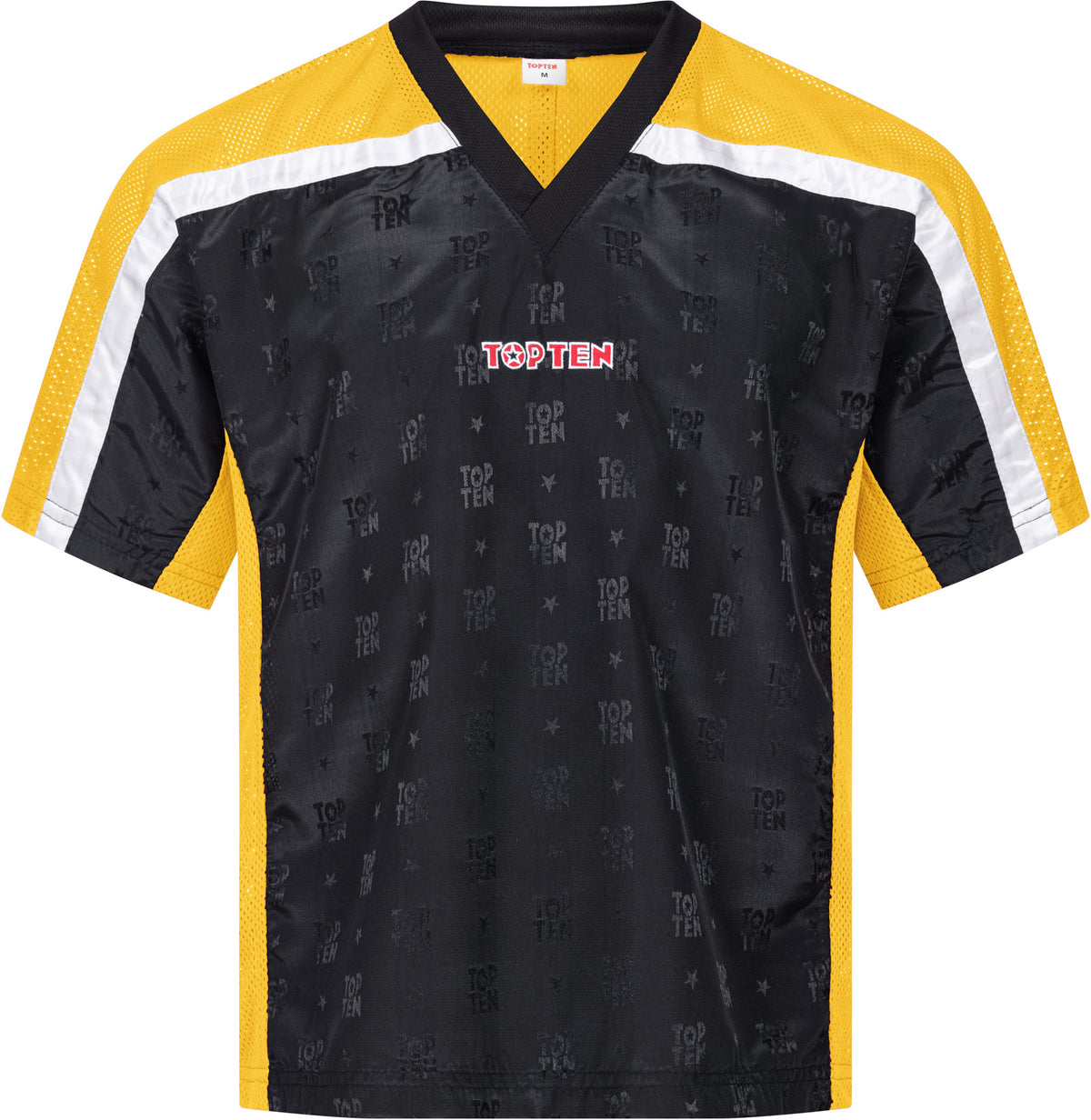 TOP TEN TShirt for kickboxing “Mesh” blackblack with WAKO label Black - Yellow 130 cm 130 at Bytomic Trade and Wholesale