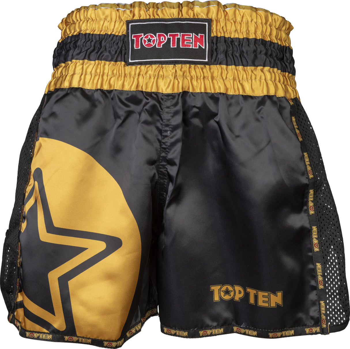 TOP TEN ThaiboxShorts “STAR” Black - Gold XXS at Bytomic Trade and Wholesale