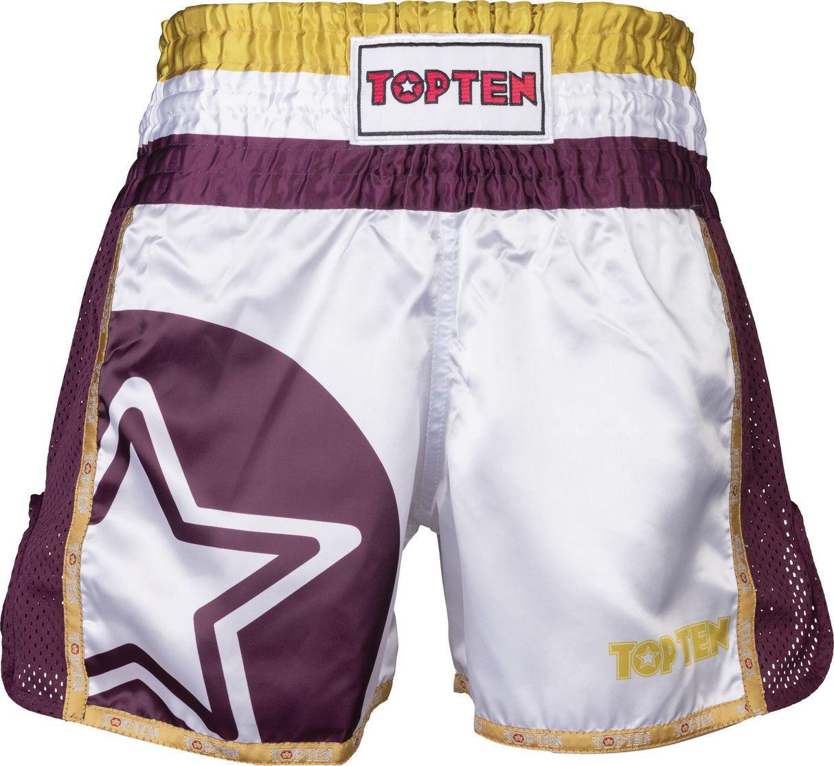 TOP TEN ThaiboxShorts “STAR” White - Red XXS at Bytomic Trade and Wholesale