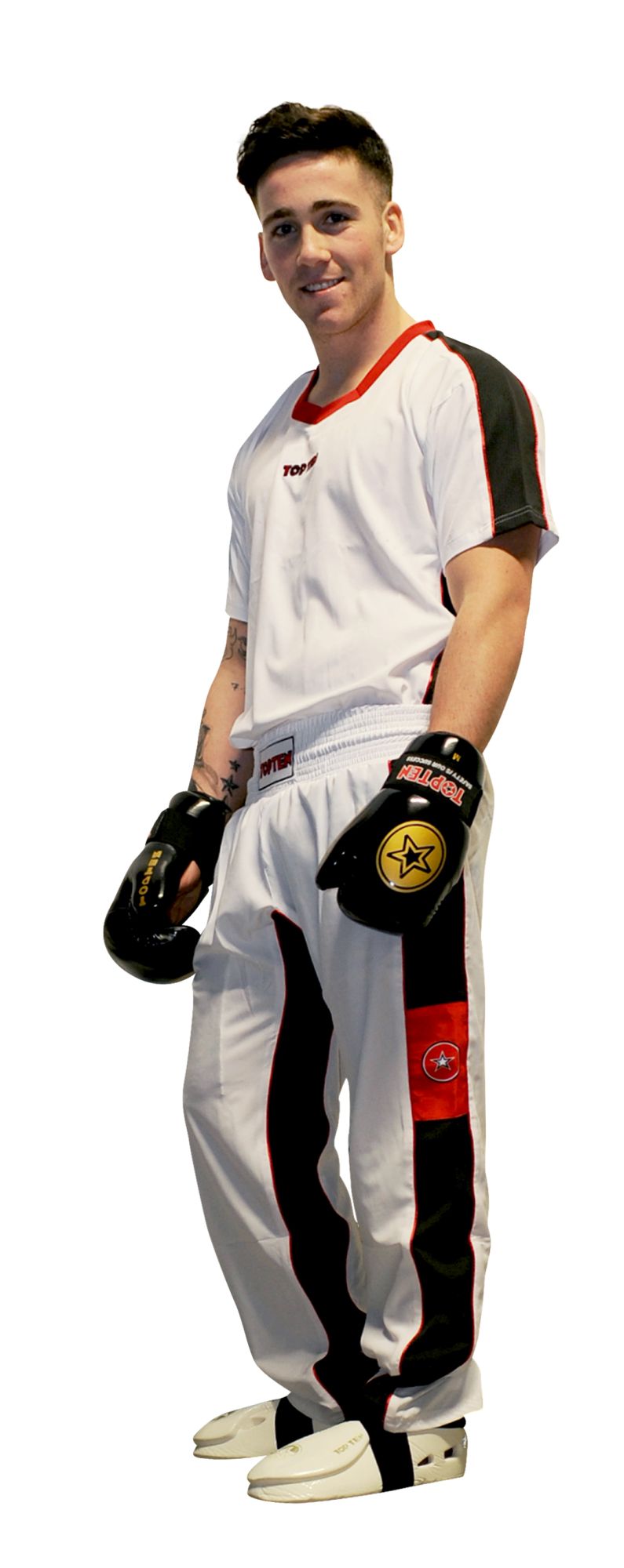 TOP TEN Kickboxing uniform “FLEXZ” = blackgray White - Black 200 cm XXL at Bytomic Trade and Wholesale