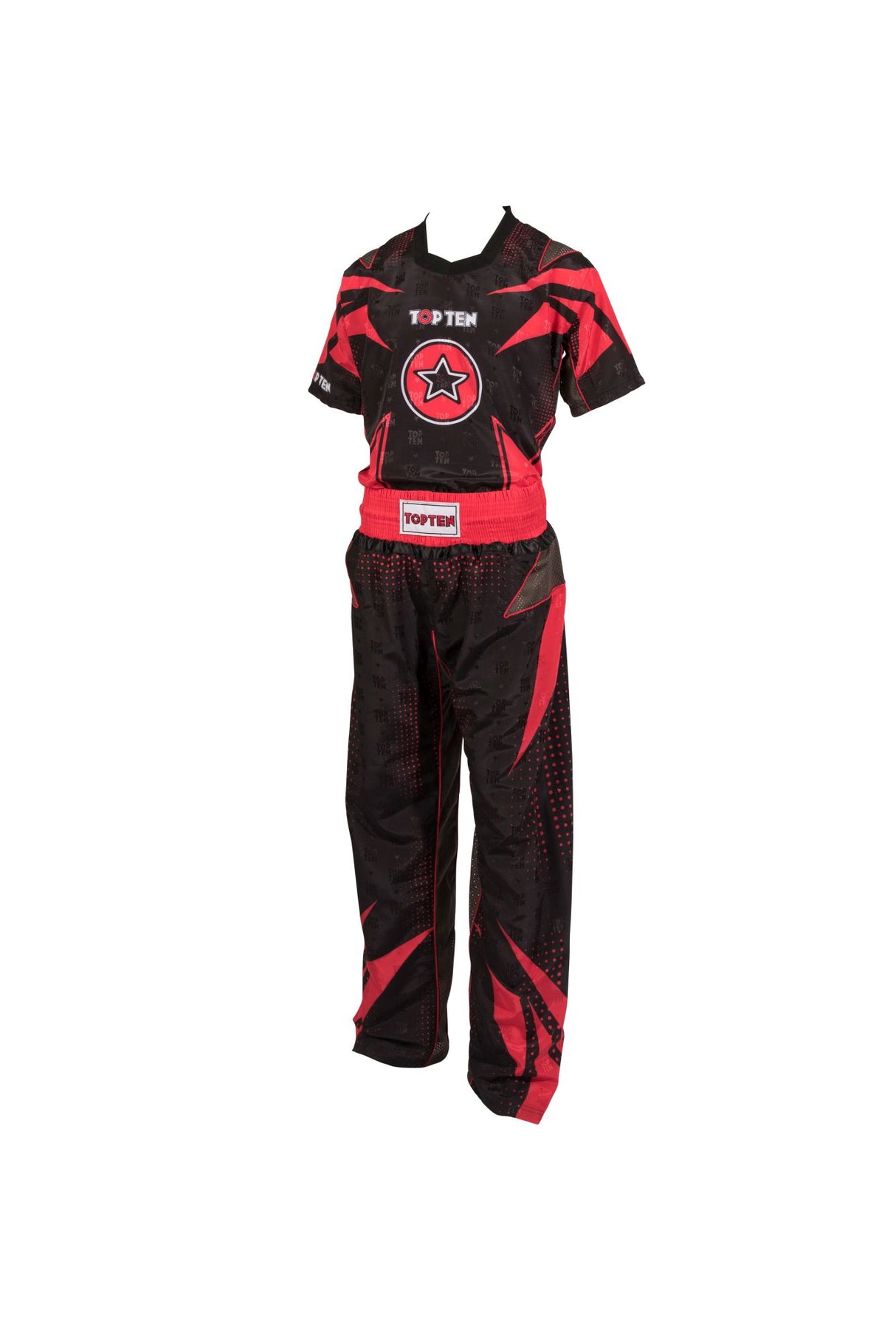 TOP TEN Kickboxing uniform “Future” = blackgray Black - Red 130 cm 130 at Bytomic Trade and Wholesale