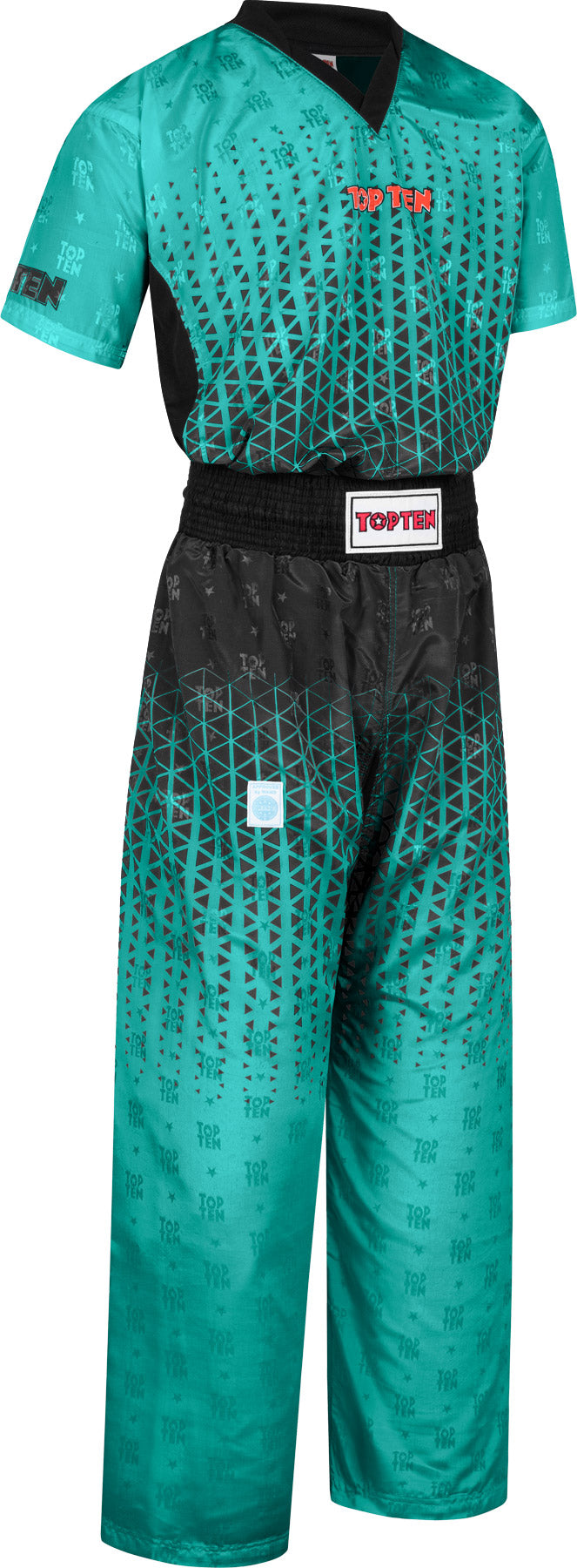 TOP TEN Kickboxing uniform “Grafic” blueblack Teal - Black S at Bytomic Trade and Wholesale
