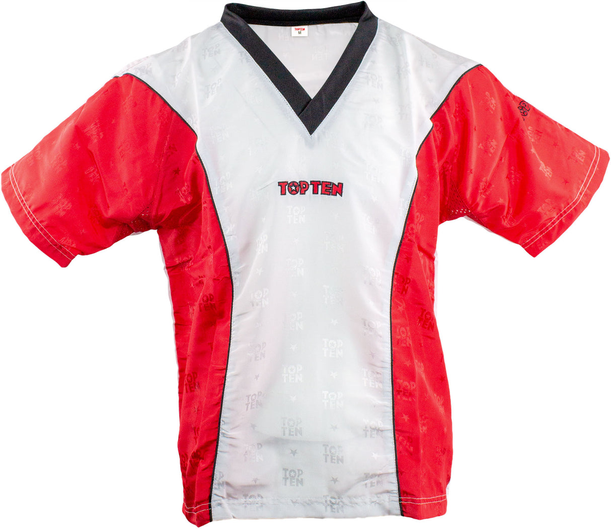 TOP TEN TShirt VNeck for kickboxing “Kickboxing” with black collar redwhite at Bytomic Trade and Wholesale